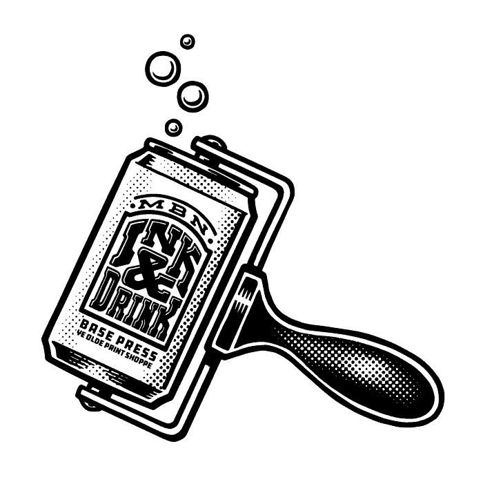 Ink & Drink logo illustration by Mario Zucca